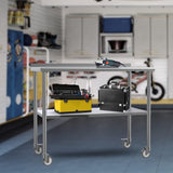 ROVSUN 36' x 24'' Stainless Steel Table for Prep & Work,Commercial Worktables & Workstations,Heavy Duty Metal Table with Wheels & Backsplash for Kitchen, Restaurant,Home ROVSUN