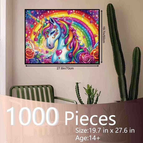 Sparkling Unicorn Jigsaw Puzzle，Rainbow Pony with Colorful Gemstones 1000 Pieces Jigsaw Puzzles for Adults，27 x 20 Inches Puzzles ，HD Quality Puzzle Gift，Family Activity Perfect for Game Night Tucocoo
