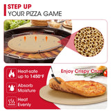 Unicook 15 Inch Round Pizza Stone for Oven and Grill, Oven Baking Stone for Bread, Cordierite Pizza Pan for Baking Crispy Pizzas, Bread and Cookies, Includes Carry Rack and Pizza Dough Scraper Unicook