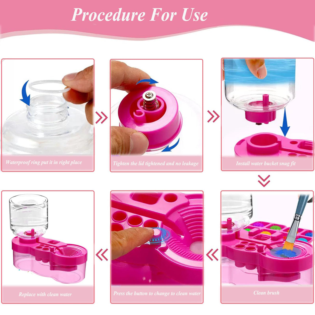 2025 Paint Brush Cleaner Brush Rinser Water Circulation, Brush Cleaner Painting Tool, Water Cycle Paint Brush Rinser With Brush Holder and Palette, Brush Rinser Dispenser for Adults Artist Kid(Purple) Beikity