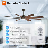 addlon 72 Inch Large Ceiling Fans with Lights, Black Ceiling Fan with Remote Control, Reversible, 5CCT, Dimmable, DC Motor, Modern Ceiling Fan for Living Room, Kitchen, Patio Indoor/Outdoor Use, addlon
