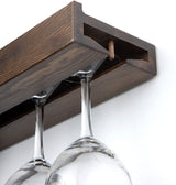 Rustic State Smith Wall Mounted Wood Floating Wine Bottle Rack with Glassware Holder Stemware Shelf Storage Organizer - Home, Kitchen, Dining Room Bar Décor - Walnut Rustic State