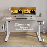 Jceet Adjustable Height Electric Standing Desk - 55 x 30 Inch Sit Stand Computer Desk with Splice Board, Stand Up Desk Table for Home Office, White Frame/Oak Top(with Radian) Jceet
