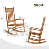 VINGLI Wooden Rocking Chair Outdoor, Patio Rockers with High Back, Support 450 LBS Rocking Chairs, for Porch, Patio, Balcony, Garden, Yard (Oak, 1 PC) VINGLI