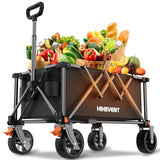 Hikevent Collapsible Wagon Cart Foldable with 220lbs Weight Capacity, Utility Grocery Shopping Cart with Wheels, Lightweight Portable Folding Wagon for Garden Sports Beach and Camping, Black Hikevent