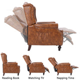 VUYUYU Wingback Recliner Chair, Push Back Arm Chair with Heat and Massage, PU Leather Single Sofa for Home, Living Room, Office, Bedroom(Cognac Brown,Set of 2) VUYUYU