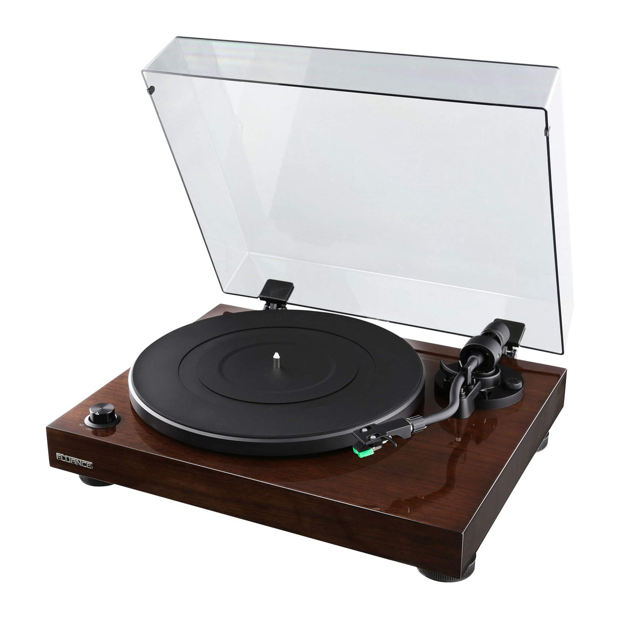 Fluance RT81 Elite High Fidelity Vinyl Turntable Record Player with Audio Technica AT95E Cartridge, Belt Drive, Built-in Preamp, Adjustable Counterweight, High Mass MDF Wood Plinth - Walnut Fluance