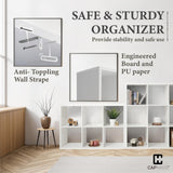CAPHAUS Sturdy Room 13-Inch Cube Storage Organizer Shelf, with Extra Thick Exterior Edge, Open Storage Shelf Divider, Bookcase, 8-Cube, White CAPHAUS