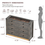 FREDEES Farmhouse Dresser for Bedroom with 8 Drawers, Wood Tall Chest of Drawers with LED Light/Charging Station/Human Sensor, Dressers Organizer for Closet, Living Room, Hallway, Rustic Brown FREDEES