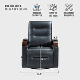 Lexicon 360 Degree Swivel Glider Reclining Chair, Breathable Faux Leather Manual Recliner, Comfy Nursery Glider Recliner, Swivel Reclining Chair for Living Room/Office/Bedroom/Apartment, Dark Blue Lexicon