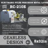 INTBUYING 8"x32" Benchtop Metal Lathe Machine 1100W Brushless Gearless Motor 50-2500RPM, Horizontal Design for Precision Metal/Wood Working Imperial/Metric Conversion, RC-210E 110V INTBUYING