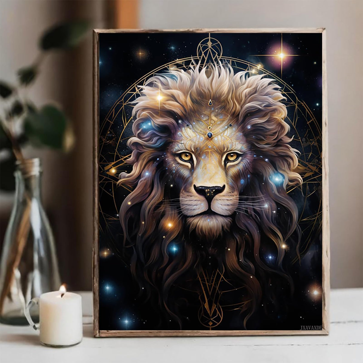 JXAVAXDE DIY 5D Diamond Art Painting Kits for Adults Zodiac Leo Lion Easy for Beginner Round Full Drill Pait by Diamond Art Cross Stitch Mosaic Gems Craft for Home Decoration Gift 30x40cm JXAVAXDE