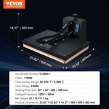 VEVOR Heat Press 16x24, 1700W Power Heat Press Machine, Fast Heating, High Pressure Heat Press Machine for T-Shirt, Digital Industrial Sublimation Printer for Heat Transfer Vinyl, Easy to Use, Black VEVOR