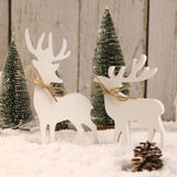 Christmas Decorations-2PCS Wooden Reindeer Sign-Christmas Decorations for Home Shelf Mantel Table Windowsill Party Decor FunouHome
