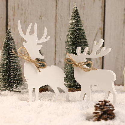 Christmas Decorations-2PCS Wooden Reindeer Sign-Christmas Decorations for Home Shelf Mantel Table Windowsill Party Decor