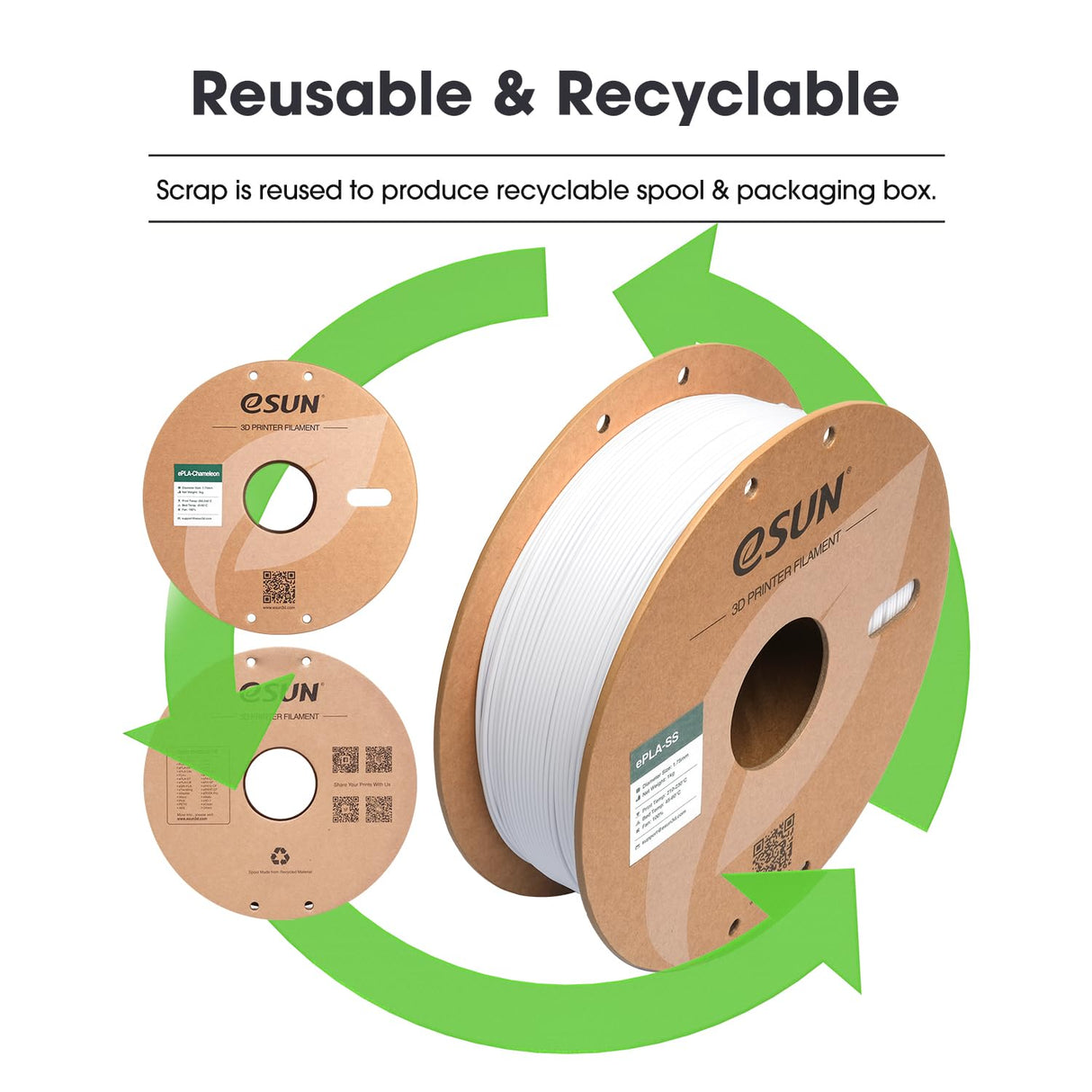 eSUN PLA Basic Filament 1.75mm, 3D Printer Filament High Speed PLA for Fast Printing, 1KG Spool (2.2 LBS) 3D Printing Filament for High Speed 3D Printers, Cold White eSUN