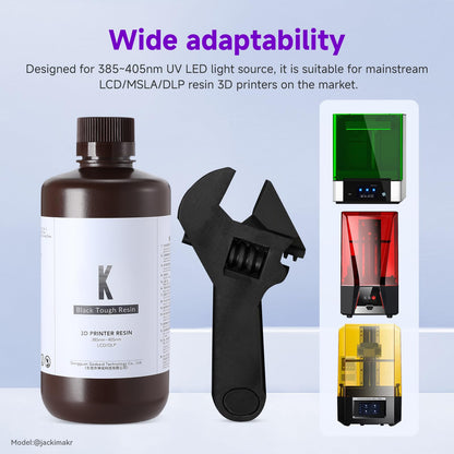 RESIONE Tough 3D Printer Resin, Not Brittle ABS Like Tough & Rigid 3D Resin for LCD 3D Printing UV 405nm (K Black 500g)