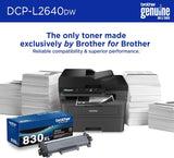 Brother DCP-L26 Series Wireless Monochrome 3-in-1 Laser Printer, 36 ppm in Black, 250 Sheets, Mobile Printing, Automatic Two-Sided Printing, Refresh Subscription Trial, Gray, with MTC Printer Cable Brother