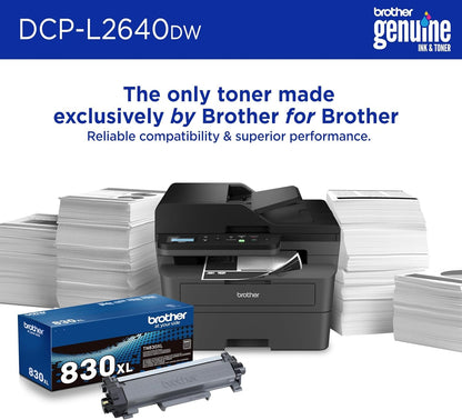 Brother DCP-L26 Series Wireless Monochrome 3-in-1 Laser Printer, 36 ppm in Black, 250 Sheets, Mobile Printing, Automatic Two-Sided Printing, Refresh Subscription Trial, Gray, with MTC Printer Cable