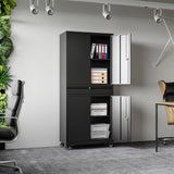 BYNSOE Metal Storage Cabinet with Wheels Metal Garage Cabinet with Adjustable Shelves Tool Storage Cabinet with 1drawer Steel Locker Cabinet with Lock for Home Garage (Black-73 4 casters) BYNSOE