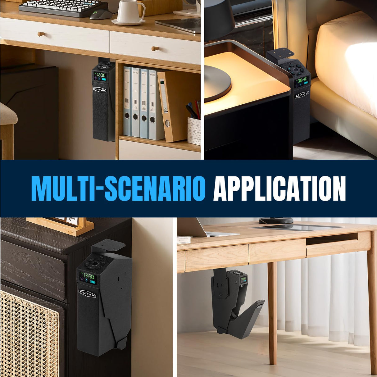 Mutak Gun Safe for Handgun, Drop Down Biometric Pistol Safe, 3 Ways Quick Access with Fingerprint/PIN Code/KEY, Single GunSafe for Nightstand Bedside Home,Wall, Dresser Mutak