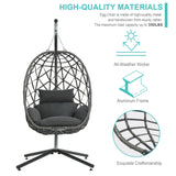 SWITTE Egg Swing Chair with Stand, Outdoor Patio Hanging Egg Chair, Indoor Hammock Chair with Cushion for Garden Backyard, 350LBS Capacity-Dark Grey SWITTE