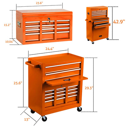 DUSACOM 8-Drawer High Capacity Rolling Tool Chest with Wheels, Big Tool Storage Removable Tool Box Combo, Tool Storage Cabinet with Lockable Drawers, Toolbox for Workshop and Mechanics Garage - WoodArtSupply