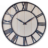 Evursua 20 Inch Large Metal&Wood Wall Clocks Modern Rustic Blend Farmhouse Clocks Distressed Real Wood Handmade Clock for Living Room Decor Home Wall Hanging Accessories Oversized Evursua