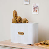 NIKKY HOME Extra Large Space Saving Farmhouse Bread Box With Wood Lid - Holds 2 Loaves - Vertical Breadbox Bread Storage Bin Holder for Kitchen Countertop, White NIKKY HOME