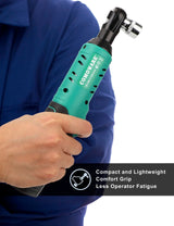 COMOWARE 3/8 Cordless Electric Ratchet Wrench Kit, 40ft-lbs Torque, 12V Power, 8 Sockets, LED Light, Fast Charger, Ergonomic Design COMOWARE