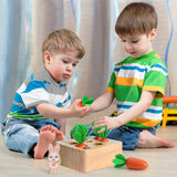 SKYFIELD Carrot Harvest Game Wooden Toy for Baby Boys and Girls 1 2 3 Year Old, Educational Shape Sorting Matching Puzzle Gift Toy with 7 Sizes Carrots.Great Montessori Toy for Toddlers 1-3 SKYFIELD