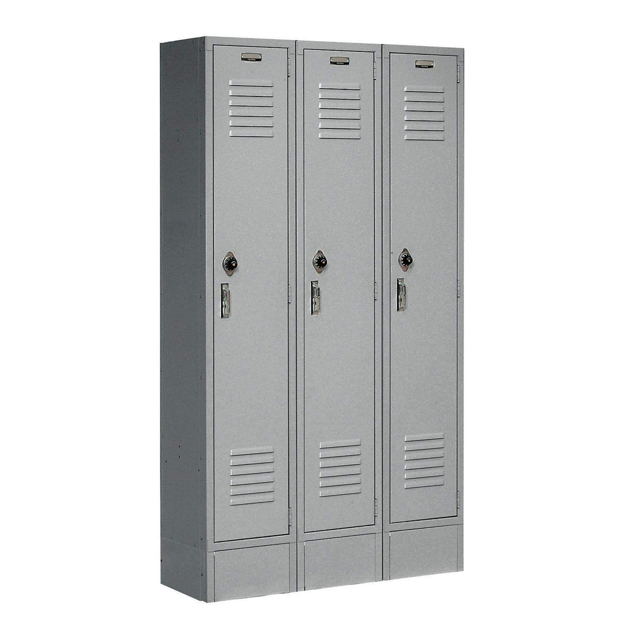 Global Industrial Single Tier Locker, 15x18x72, 3 Door, Ready to Assemble, Gray Global Industrial