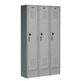 Global Industrial Single Tier Locker, 15x18x72, 3 Door, Ready to Assemble, Gray Global Industrial