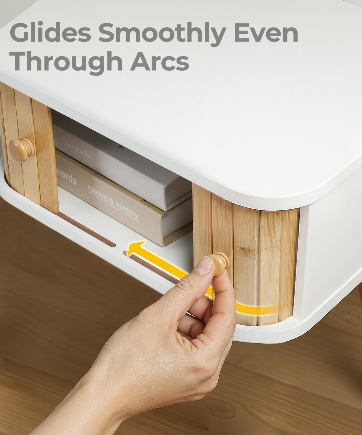 SUMGAR Floating Nightstand White Bedside Table Modern Boho Organiser Small Spaces Wall Mounted Shelf Storage with Drawers Wood Bamboo Natural Hanging Furniture for Bedroom Home Decor SUMGAR