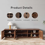 POVISON Mid Century Modern TV Stand, Solid Wood Media Console for 65 inch TV, Full Assembled Farmhouse Entertainment Center with Storage for Living POVISON