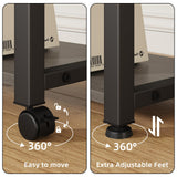 YAOHUOO 22"x15" Large Printer Stand with Storage Drawer and Side Bag, 3-Tier Height Adjustbale Printer Cart for Home Office, Rolling Printer Table fit Heat Press/Laser printer/3D Printer(Grey) YAOHUOO