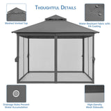 Yaheetech Patio Gazebo - 11x11 ft Outdoor Shelter Tent with Vented Top & Mesh Sidewalls & Drainage Holes, Water-Resistant for Garden/Backyard/Deck/Lawn (Dark Gray) Yaheetech