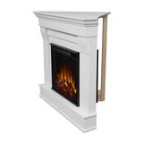 Real Flame Chateau 41" Corner Electric Fireplace with Mantel for Living Room or Bedroom, Replaceable Fireplace Insert Heater, Realistic Log and Flame Effect, Remote Control, Timer, White Real Flame