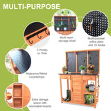 Outdoor Potting Bench,Wooden Potting Table with Metal Tabletop,Garden Work Bench with Drawer and Free Matching Storage Cabinet Shelf/Hooks for Backyard,Patio,Greenhouse (Black, 40 * 59 * 20in) Agitree