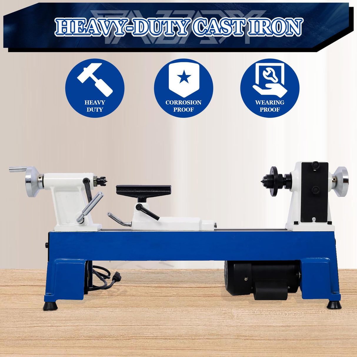 Tandagy 1/2HP Power Wood Lathe 10" x 18" Benchtop Wood Lathe Professional Wood Lathe Machine with 5 Variable Speeds 500 750 1150 1800 3200RPM Mini Wood Turning Lathe Machine for Woodworking Tandagy