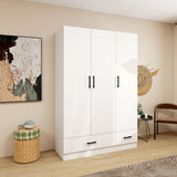 WonderWard Wardrobe Closet, Armoire Wardrobe Closet with 2 Drawers, Closet Cabinet with Clothing Rods, Wardrobe Cabinet with 3 Doors, Wooden Closet with Shelves, Armario De Ropa Closet WonderWard