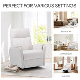 COLAMY Swivel Rocking Recliner Chair, Nursery Rocker Glider Recliner with Extra Large Footrest, Deep Seat, High Back, Upholstered Fabric Reclining Single Sofa for Living Room-White COLAMY