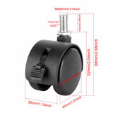 Dalyndar 4 Pack 1.5 Inch Swivel Stem Caster Wheels Replacement Casters 1.5'' Furniture Wheel with Locking Brake Metric Threaded Stem M8 Wheels for Table Drawer Plant Shelf Metal Rack Laundry Basket Dalyndar
