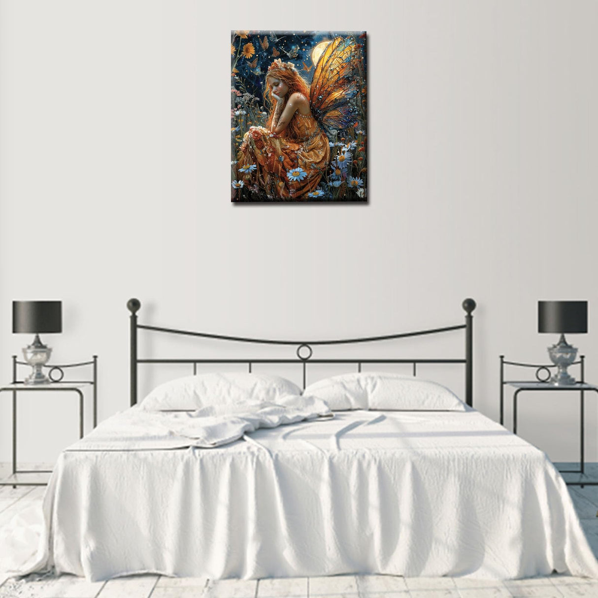 Tucocoo Butterfly Fairy Paint by Number for Adults, Flowers Easy DIY Oil Painting Kits on Canvas with Brushes and Acrylic Pigment, Fantasy Woman Huge Wings Picture for Home Decor 16x20inch Frameless Tucocoo