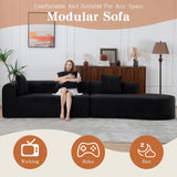 ClinQ 132-Inch Modern Style Curved Sofa, Upholstery Corduroy Sofa Couch with 3 Pillows, Black ClinQ