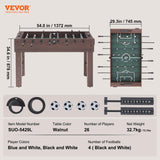 VEVOR Foosball Table, 55 inch Standard Size Foosball Table, Indoor Full Size Foosball Table for Home, Family, and Game Room, Soccer with Foosball Table Set, Includes 4 Balls and 2 Cup Holders VEVOR