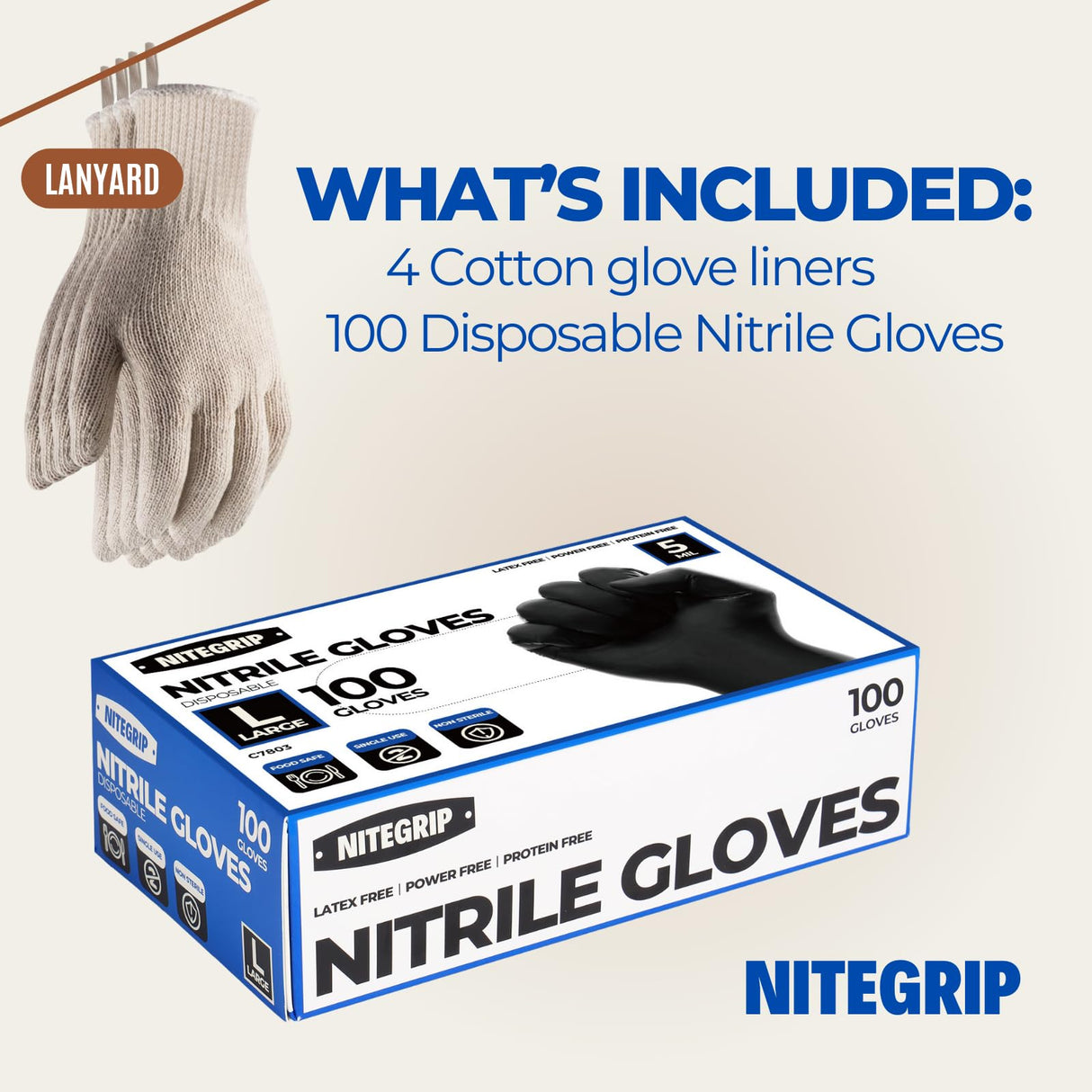 BBQ Gloves Set, 4 Cotton Glove Liners & 100 Disposable Nitrile Gloves, Heat Resistant Cooking Gloves, Nitrile Grill Gloves for Food Prep & Smoker, Guantes de Barbacoa Nitrilo Nite Grip