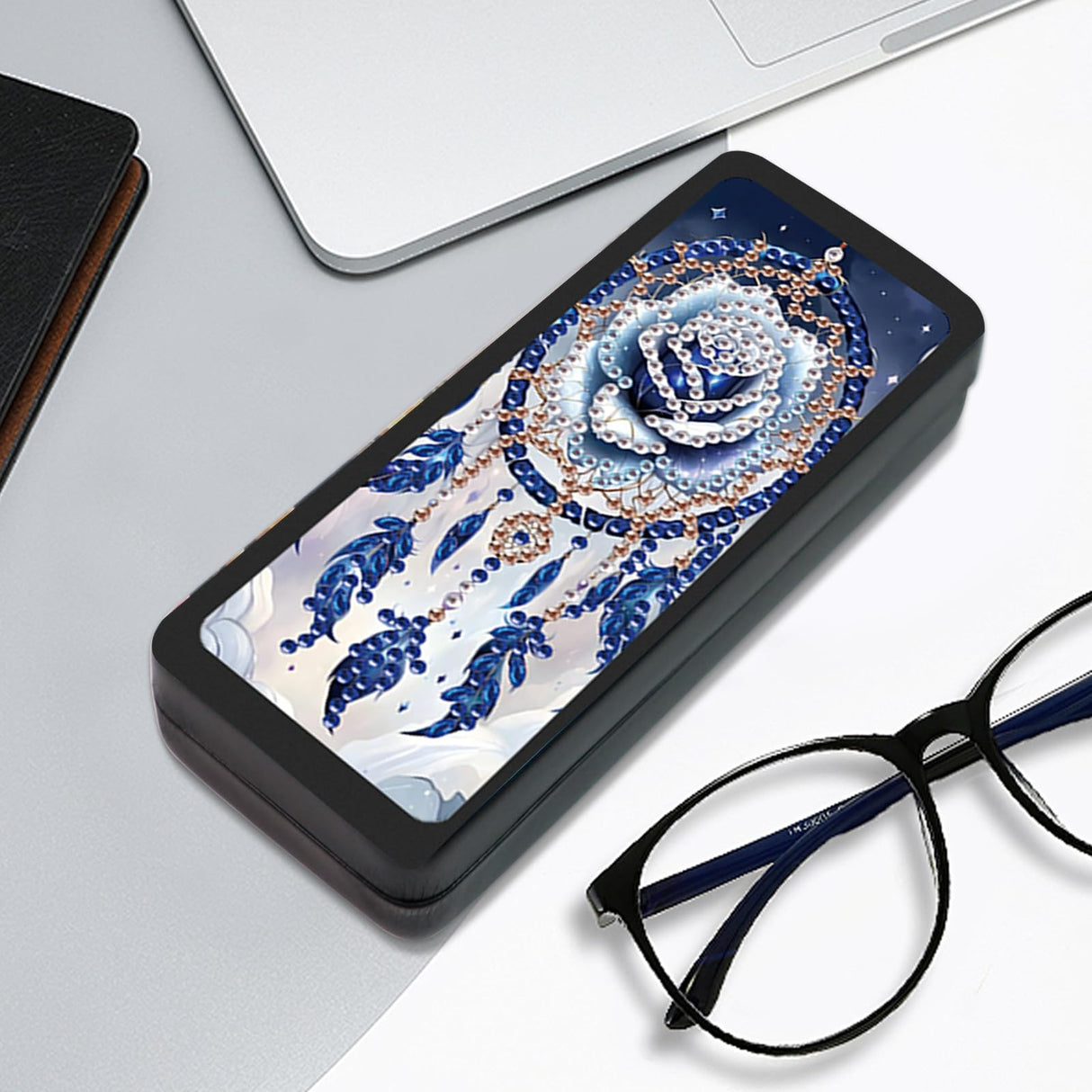 5D Diamond Painting Eye Glass Case Glasses Storage Box, DIY Dreamcatcher Net Diamond Art Painting Sunglass Case for Adults, Handmade Diamond Art Glasses storage Art Craft Gift Travel Sunglass LazyFold