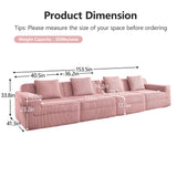 153.5 Cloud Sofa with Deep Seats and Wide Armrests，Boneless Sectional Couch with High Density Memory Foam Sofa, 4 Seater Sofa for Living Room Apartments - No Assembly, Corduroy,Pink HUMEHA