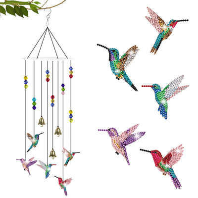 Vcekract Diamond Painting Kits, Hummingbird Diamond Art Wind Chimes, Diamond Art Kits for Adults, Adult Craft Kits for Garden Decor